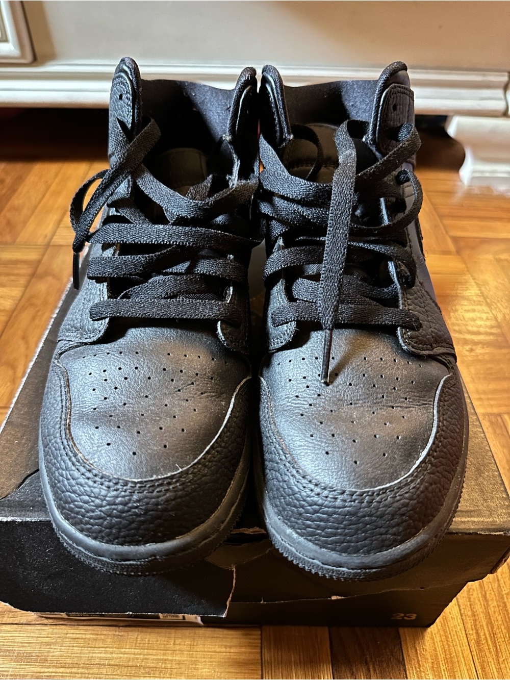 Kids Black Air Jordan Mid Sneakers